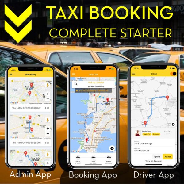 Taxi Booking Platform App Template | Ionic 5 + Firebase (User, Driver & Admin)