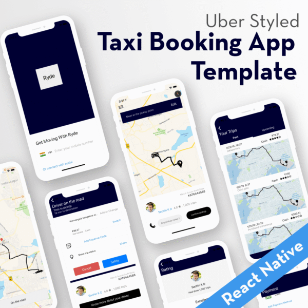 Taxi Booking App Template | React Native (Ryde UI)